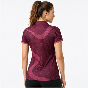 Polo de Manga Corta Color Borgoña para Mujer con Logotipo Personalizado, Secado Rápido, Sublimación, Ropa Deportiva de Golf - Product Image 4
