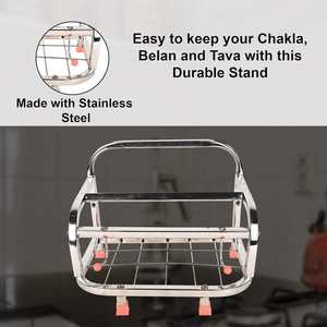 Stainless Steel Chakla Belan Stand <b>Rolling</b> Pin Tawa Chimta Holder Durable Kitchen Organizer <b>Rack</b> - Product Image 3