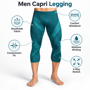 Leggings Capri para Hombre, Leggings de Compresión de la Mejor Calidad, Cintura Elástica, Spandex, Poliéster, Servicio OEM, Alta Calidad, Nuevo 2026 - Product Image 6