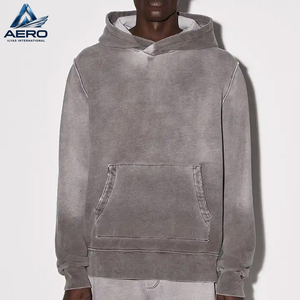 Sweat à capuche personnalisé pour homme, marron délavé soleil, effet ombré vintage, uni, en molleton bouclette lourd - Product Image 1
