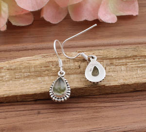 Boucles d'oreilles pendantes en préhnite naturelle, argent sterling 925, bijoux de mariage de luxe, pierre précieuse verte, fabrication artisanale pour femmes, vente en gros - Product Image 5
