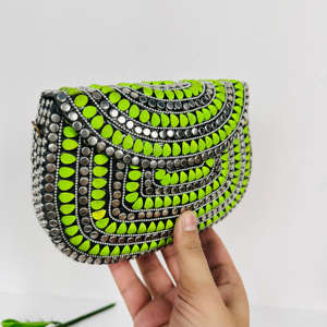 Handmade <b>Gold</b>-Plated Modern Polished Sculpture Crossbody Sling <b>Bag</b> Vintage Party Purse Mosaic Clutch Women's Antique Metal - Product Image 3