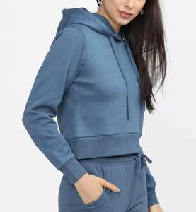 Women's Plus Size Fleece Tracksuit Crop Top Hoodies & Flare <b>Pant</b> Set High Street Style for Winter Sports Workouts & Fashion Wear - Product Image 3