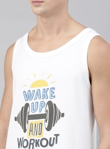 Camiseta sin mangas blanca para hombre, con estampado de Wake Up And Workout, cuello redondo, informal, transpirable, de algodón, ropa deportiva - Product Image 6