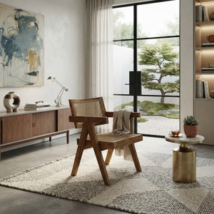 Silla de comedor de mimbre para interiores Akira, con detalles tejidos a mano, es perfecta para mejorar su espacio de comedor con comodidad natural. - Product Image 2