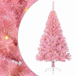 Sapin de Noël artificiel pré-éclairé de 59,06 pouces en PVC rose - pour décorations festives - Product Image 2