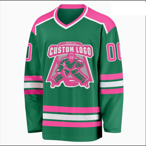 Maillot et chaussettes de hockey sur glace sublimés sur mesure, uniforme bleu en sergé avec rayures et logo d'équipe pour adultes - Product Image 6