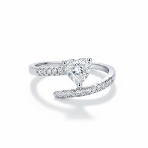 แหวนเงินแท้ 925 ประดับทองคำ 14K รูปหัวใจแบบเปิด ฝังเพชรแล็บทรงกลม ของขวัญสุดโรแมนติกสำหรับเธอ - Product Image 1