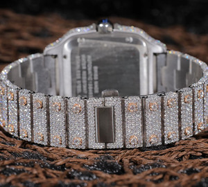 Reloj de Lujo para Hombre con Incrustaciones de Moissanita en Acero Inoxidable, Forma Cuadrada, Estilo Hiphop, Automático - Product Image 4