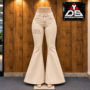 Pantalones Vaqueros Anchos de Mezclilla para Mujer, Estilo Campana, Largos, de Color Sólido, con Logotipo Bordado, Casuales, a la Moda - Product Image 1