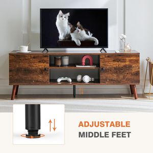 TV Console multimediale marrone per soggiorno/camera da letto 60 \ "sistemazione TV con ripiani regolabili e 2 armadietti - Product Image 4