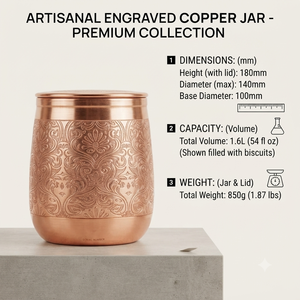 Handcrafted Engraved Copper Storage <b>Jar</b> with Lid Airtight Kitchen Canister Tea Coffee Sugar <b>Cookie</b> Container Wholesale OEM - Product Image 5