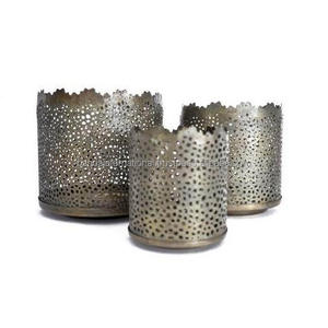 Juego de portavelas votivo de hierro redondo de 2 piezas con acabado plateado para iluminar la decoración del hogar y otros portavelas - Product Image 3