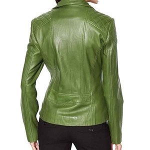 Chaqueta de Cuero para Mujer, Estilo Motero, con Cierre, de Piel de Vaca, para Invierno, Moda Casual, OEM, Personalizada, al por Mayor, Tejida y Transpirable - Product Image 2