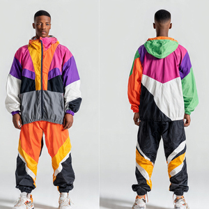 Men Color Blocking Tracksuit Hooded Windbreaker Suits Streetwear Full Length Waterproof Two Piece Set <b>Wind</b> <b>Breaker</b> Tracksuits - Product Image 4