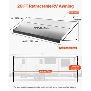 Kit de Toldo Retráctil para Autocaravana de 20.12 Pies, Marco de Aluminio, Tela de PVC Impermeable para Acampar al Aire Libre - Product Image 2