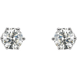 Pendientes de Diamantes Cultivados en Laboratorio con Corte Redondo Clásico de Seis Puntas en Oro de 14K - Product Image 2