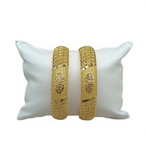 22K Solid Gold <b>Bangle</b> <b>Set</b> for Women Traditional Indian Gold Kada Pair Elegant Handcrafted Yellow Gold Bracelets - Product Image 1