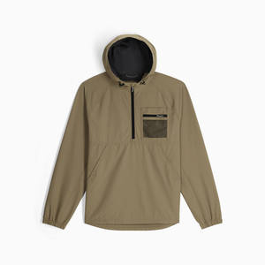 เสื้อแจ็คเก็ตผู้ชายผ้าไนลอนยืดหยุ่นแบบซิปครึ่งตัว แขนเสื้อแบบแร็กแลน มีกระเป๋าแบบจิงโจ้ สำหรับเดินป่า มีกระเป๋าที่อก - Product Image 1