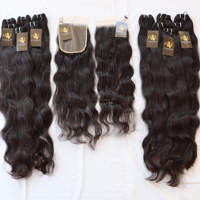 Tissage en lot naturel vierge avec fermeture en dentelle, vison brut naturel, Extensions de cheveux à cuticules alignées, fournisseurs de cheveux crus vietnamien