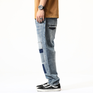 Wholesale Custom Mens Straight Leg 100 Cotton Denim <b>Jeans</b> Regular Fit Regular Washing Breathable Winter Embroidery Print <b>Work</b> - Product Image 3