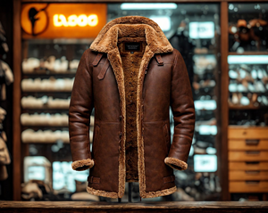 Chaqueta Bomber B3 de Piel de Oveja Marrón para Hombre |   Chaqueta de vuelo RAF Aviator de piel de oveja - Product Image 1
