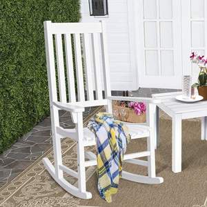 Sedia a dondolo classica in legno bianco per Patio esterno ponte 24.41X33.86X46.06 pollici poltrona da giardino per il relax - Product Image 3