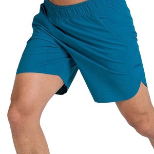 Shorts de boxe en maille bordeaux pour hommes, coupe ample, respirants, color block, athlétiques, avec motif palmier par transfert thermique - Product Image 4
