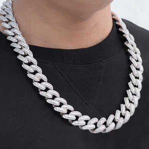 Cadena de Eslabones Infinitos Cubanos de Plata Esterlina de 9mm, 20 Pulgadas, con Diamantes Naturales Certificados por IGI, para Joyería Hip Hop, Bodas y Compromisos - Product Image 4