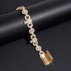 Bracelet gourmette cubaine de luxe en or, entièrement serti de moissanite VVS1, bijoux hip-hop, chaîne de poignet tendance pour homme - Product Image 3