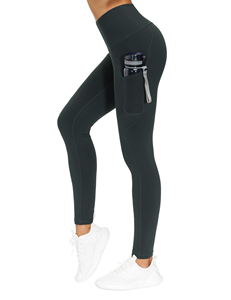 Leggings de yoga et d'entraînement pour femmes, taille haute, couleur unie, en tricot, avec poches, à maintien élevé - Product Image 5