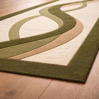 Modern Green Wave Runner Rug Long Hallway Carpet Contemporary Abstract Floor Mat Non Slip Home Decor Accent Lux Style Chic Indoo