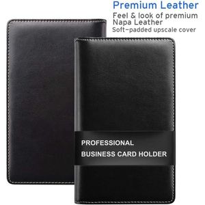 Porta Biglietti da Visita Professionale in Pelle PU con Capacità 240 Carte, Organizzatore per Biglietti da Visita con Scomparto Portadocumenti - Product Image 3