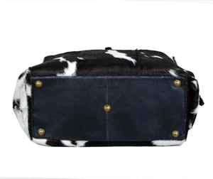 Sac de voyage en cuir véritable de vachette noir et blanc avec poils, style vintage western, sac de week-end, sac de voyage, sac à bagages - Product Image 3