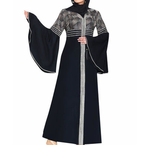 Abaya Dubaï Turquie, couleur noire, tissu Nida, abayas simples, vêtements islamiques modestes, vêtements musulmans, tissu personnalisé, abaya plissée - Product Image 4