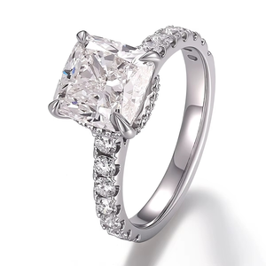 Anillo de Diamante de Laboratorio Certificado por IGI de 4 Quilates, Corte Cojín, Joyería Personalizada, Anillo de Compromiso de Oro Blanco de 18K, Anillo de Boda para Mujer - Product Image 1