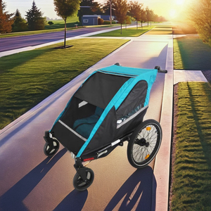 รถพ่วงจักรยานสำหรับเด็กแฝด 3-IN-1 พร้อมโครงอะลูมิเนียมและผ้ากันน้ำ รับน้ำหนักได้ 35 กก. สำหรับการผจญภัยกลางแจ้ง - Product Image 6