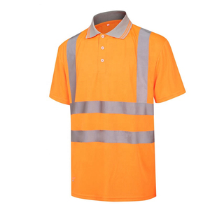 Hi Vis Men's Long Sleeve <b>Polo</b> Shirt Reflective Safety Workwear <b>Orange</b> Black Knitted Polyester Casual Plus Size - Product Image 4
