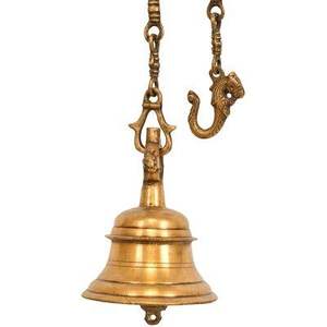 Campana de Templo Decorativa Hecha a Mano en Latón, Ghanti Religiosa Premium para la Entrada del Mandir Hindú o Decoración de la Sala de Oración - Product Image 1
