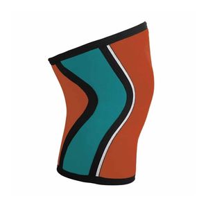 Rodillera de compresión de neopreno de 7mm, naranja y verde azulado, de doble tono, para sentadillas y levantamiento de pesas, con soporte articular bilateral, par - Product Image 5