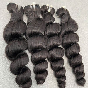 Nouveauté Extensions de cheveux naturels noirs doublement étirés, mèches vietnamiennes ondulées lâches traitées à la vapeur, sans perte de cheveux - Product Image 6