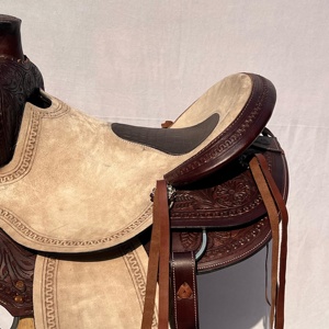 Ensemble de selle western en cuir avec décorations d'art sur bois de qualité supérieure, thème course de barils |   Ensemble de fixation sans clou pour équipement d'équitation en acier inoxydable, façonné à la main - Product Image 5