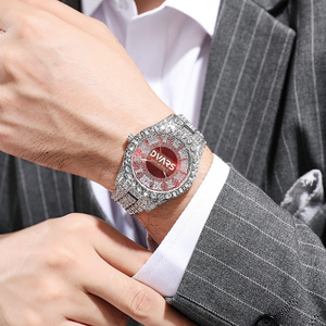 Reloj de Cuarzo Hip Hop para Hombre, Correa de Acero Premium, Esfera con Números Romanos, Reloj de Pulsera Masculino de Lujo, Completamente Incrustado en Cristales - Product Image 1