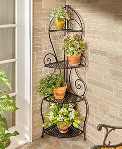 Decorative Modern Iron Powder Coated Eco-Friendly Durable Lightweight Plant Stand Drainage Hole <b>Hanging</b> Option Home <b>Garden</b> - Product Image 1