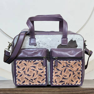 New Arrival 2026 <b>Tooled</b> & Cowhide <b>Leather</b> Nappy Bags Multifunctional Mummy Diaper Bags with Zipper Pockets Baby Travel Organizer - Product Image 2