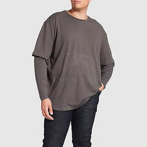 T-shirt double couche sur mesure de qualité supérieure pour hommes, tissu doux, durable, coupe confortable, style décontracté - Product Image 4