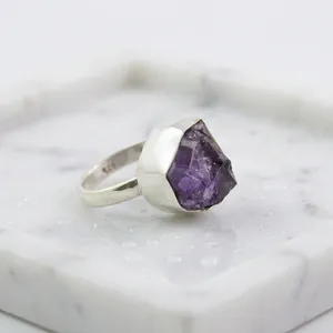 Anillo de Plata de Ley 925 con Amatista Natural, Hecho a Mano, con Cristal Morado, Joyería de Alta Gama para Mujer, Venta al Por Mayor - Product Image 3