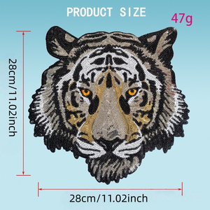 Tiger Head Sequined Washable Patch Sew-On Fabric Applique for Clothing Hats Gifts - Product Image 6