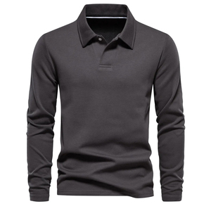 Polo respirant de qualité supérieure à manches longues en polyester, coupe ajustée, idéal pour les voyages estivaux - Product Image 3