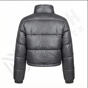 Chaqueta acolchada de invierno Unisex para mujer, tela de poliéster impermeable con revestimiento frontal, cuello redondo, estilo Moto y Biker - Product Image 3